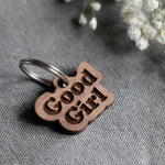 Good Girl Badge Style Engraved Wooden Pet Tag