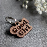 Good Girl Badge Style Engraved Wooden Pet Tag