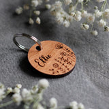 Flowers Wooden Dog ID Tag  FRONT: Engraved Dog Name & Flowers BACK: Your telephone number (optional)