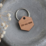 Hexagon Wooden Cat ID Tag