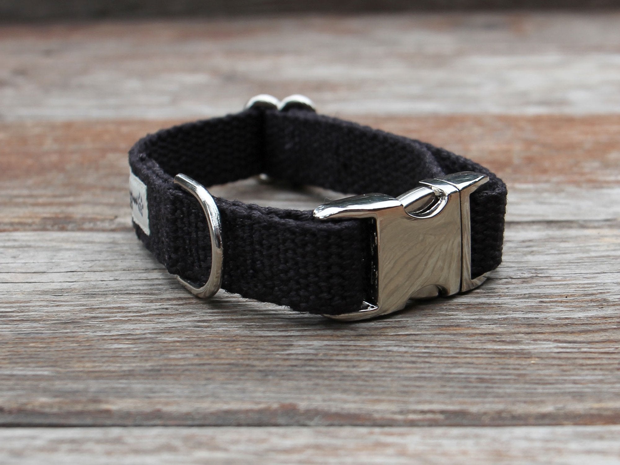 Just Hemp Black Dog Collar Nickel