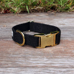 Just Hemp Black Dog Collar Brass