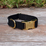 Just Hemp Black Dog Collar Brass