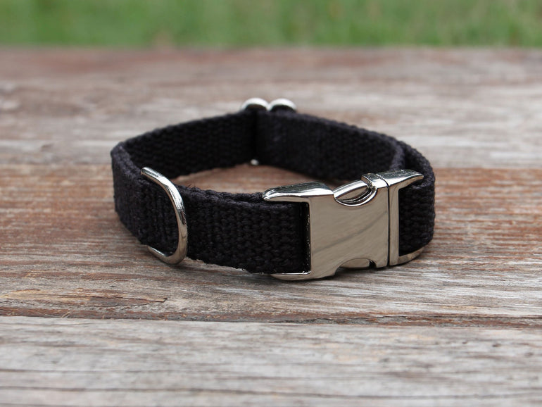 Just Hemp Black Dog Collar Nickel