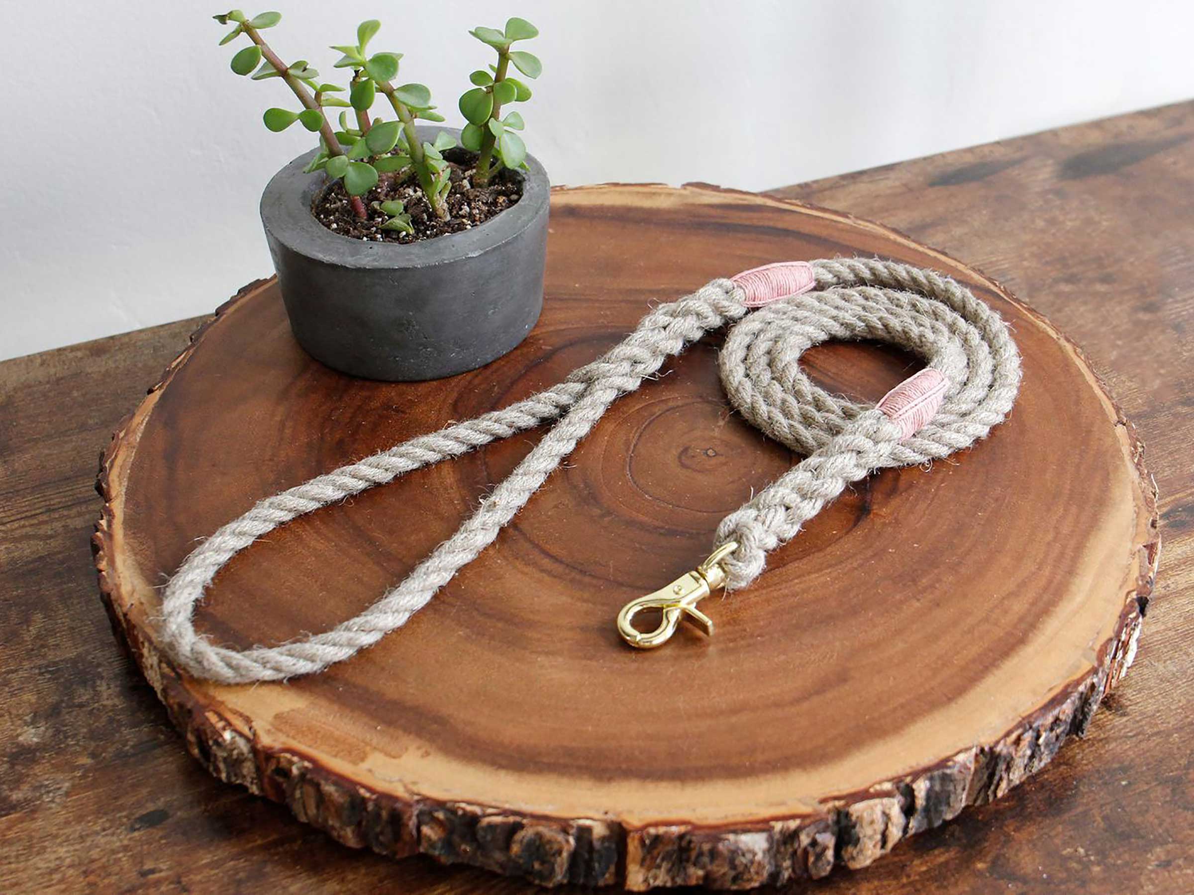 Tiny Dog Leash Just Hemp Rope with Trigger Snap