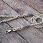 Just Hemp Rope Dog Leash with Trigger Snap Slate Twine