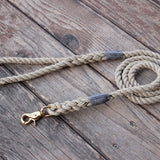 Just Hemp Rope Dog Leash with Trigger Snap Slate Twine