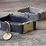 Just Hemp Nantucket Blue Dog Collar & Pebble Beach Silver Dog Collar