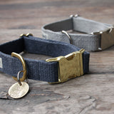 Just Hemp Nantucket Blue Dog Collar & Pebble Beach Silver Dog Collar