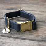 Just Hemp Nantucket Blue Dog Collar with Brass Hardware