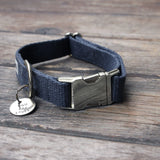 Just Hemp Nantucket Blue Dog Collar with Nickel Hardware