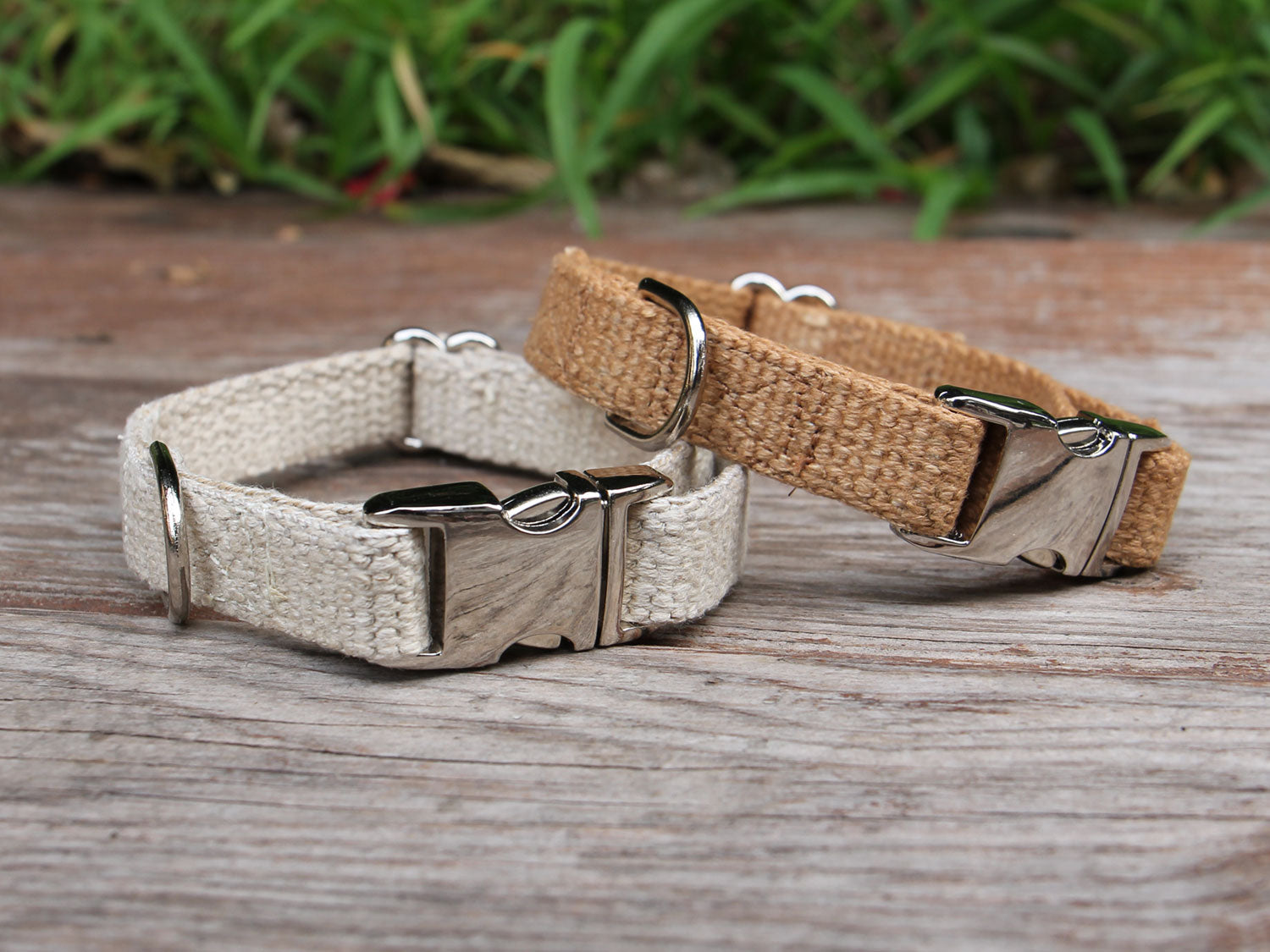 Just Hemp Dog Collar - Natural and Tea-Stained