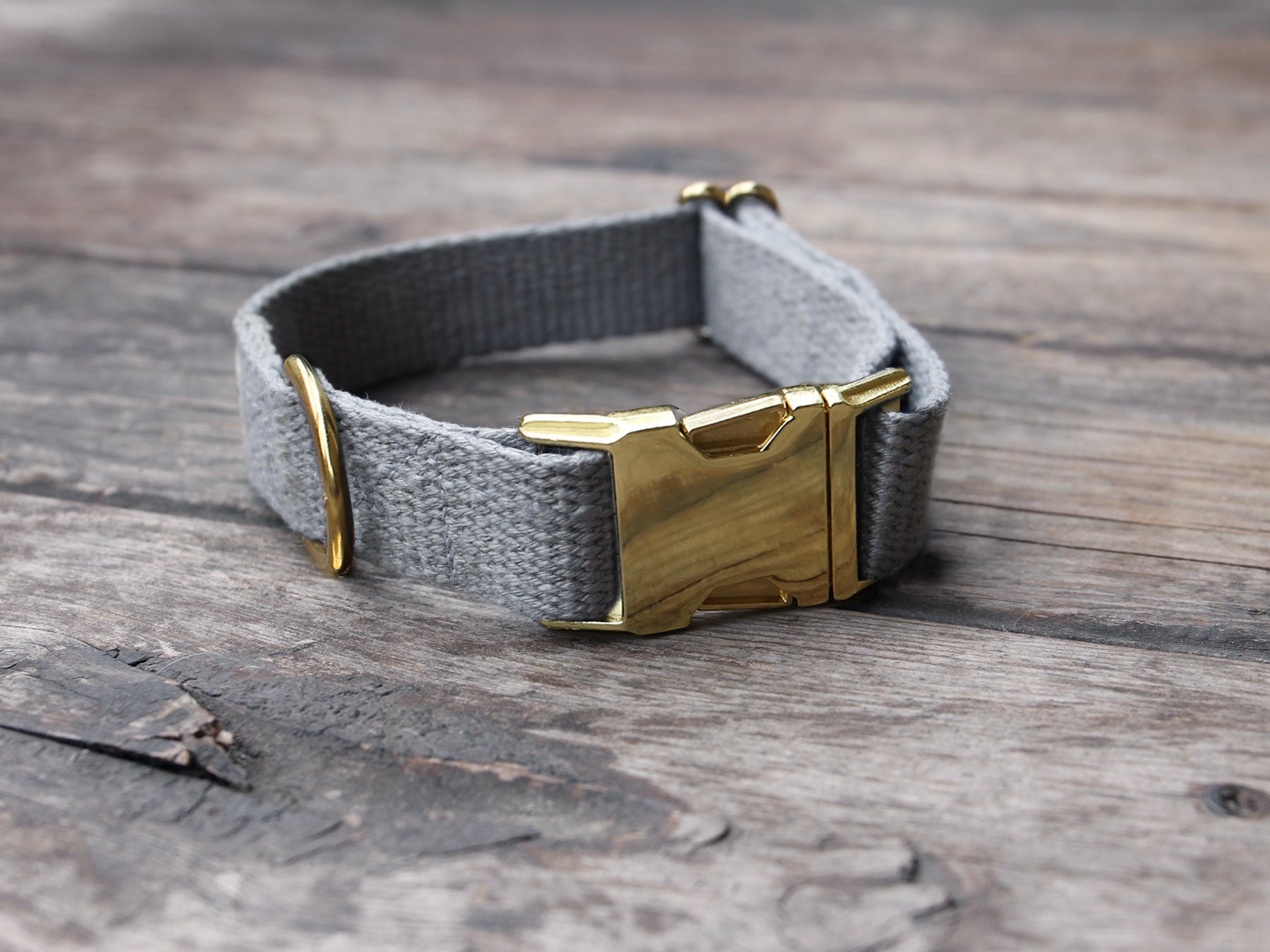 Just Hemp Pebble Beach Silver Dog Collar with Brass hardware