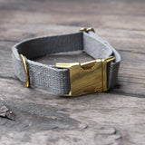 Just Hemp Pebble Beach Silver Dog Collar with Brass hardware