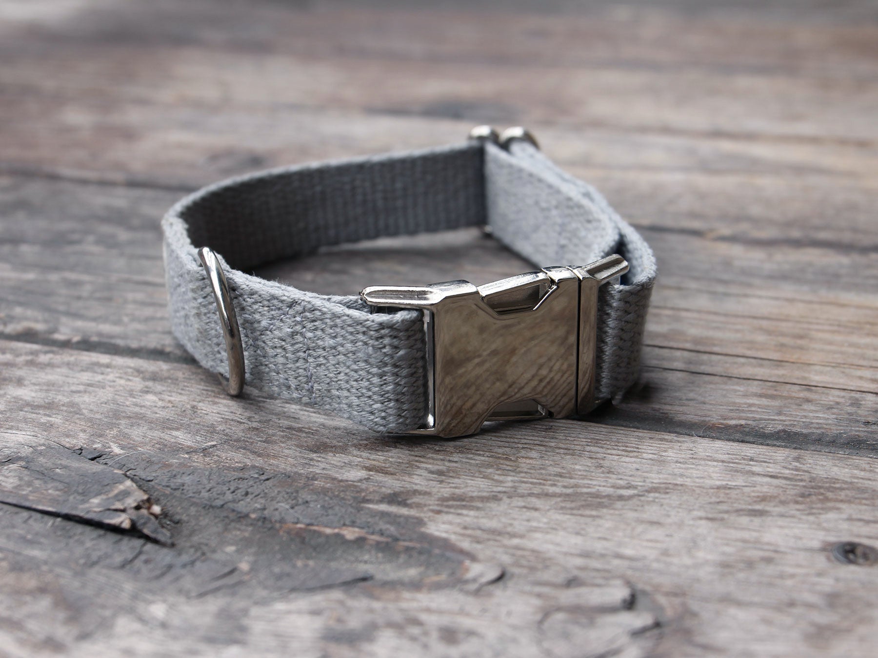 Just Hemp Pebble Beach Silver Dog Collar with Nickel Hardware