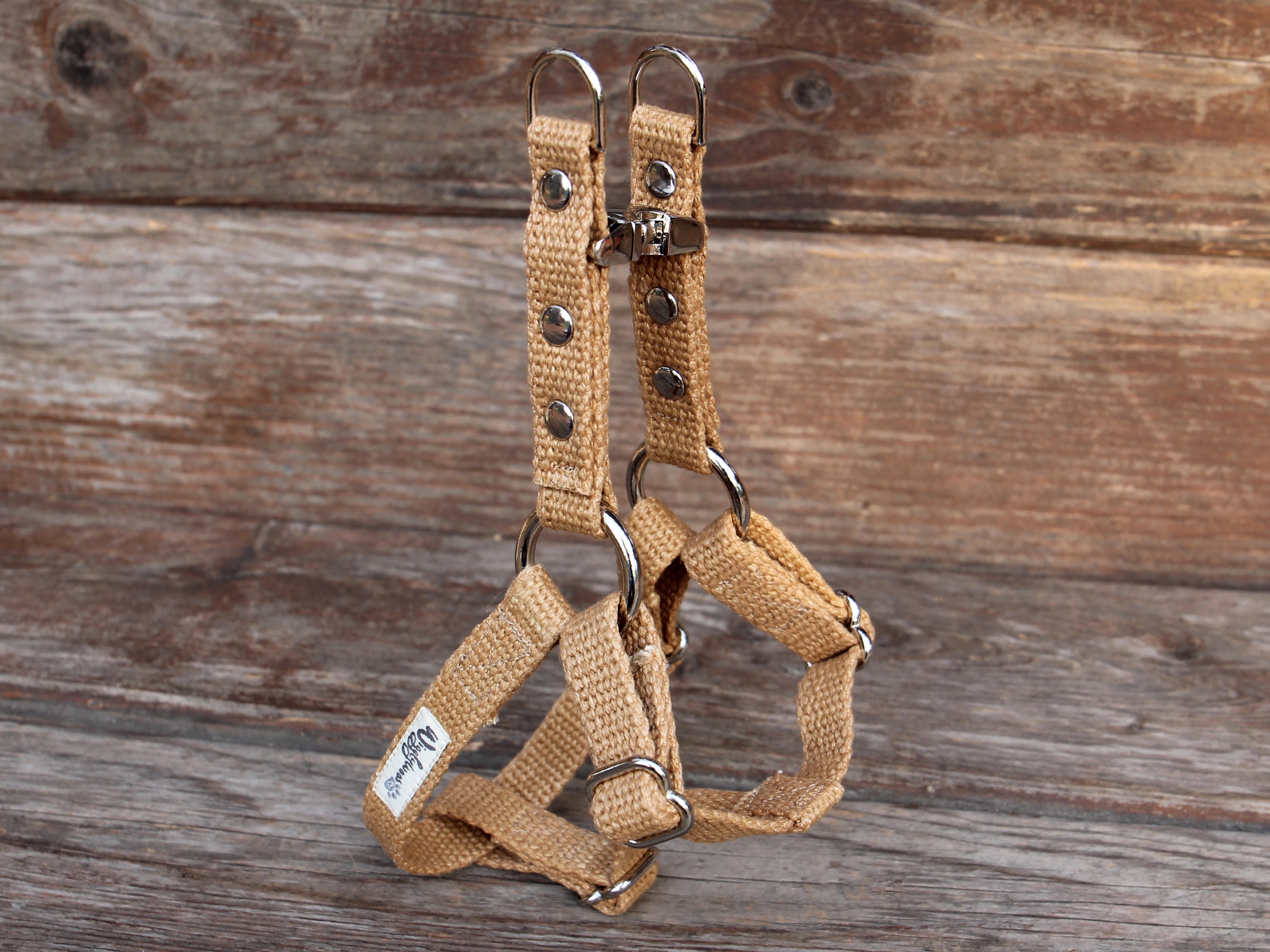 Tea-Stained Just Hemp Adjustable Step-In Dog Harness XS