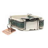 Lil' Adventurer Cork Leather Hemp Small Dog Collar in Blue