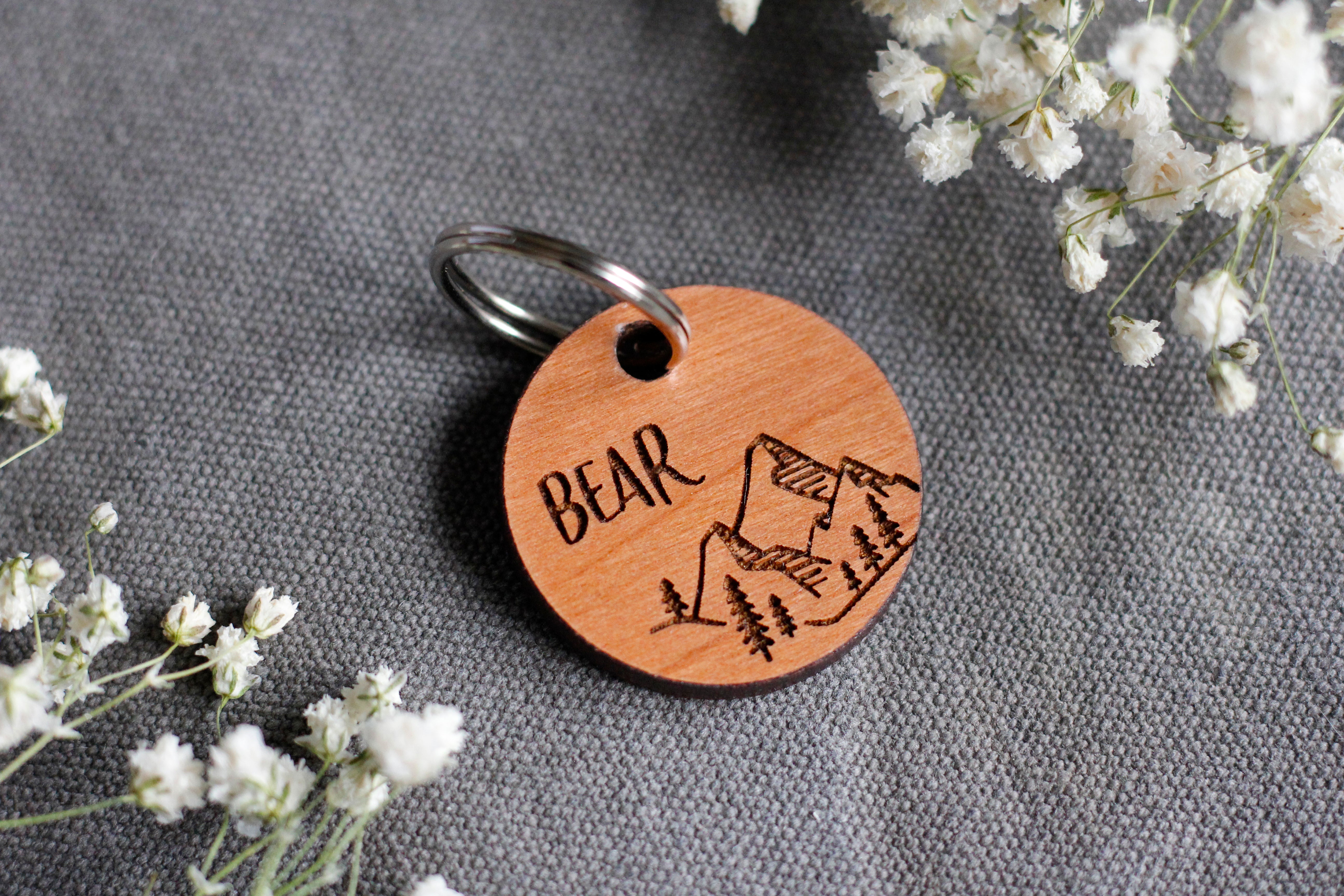 Mountains Wooden Dog ID Tag