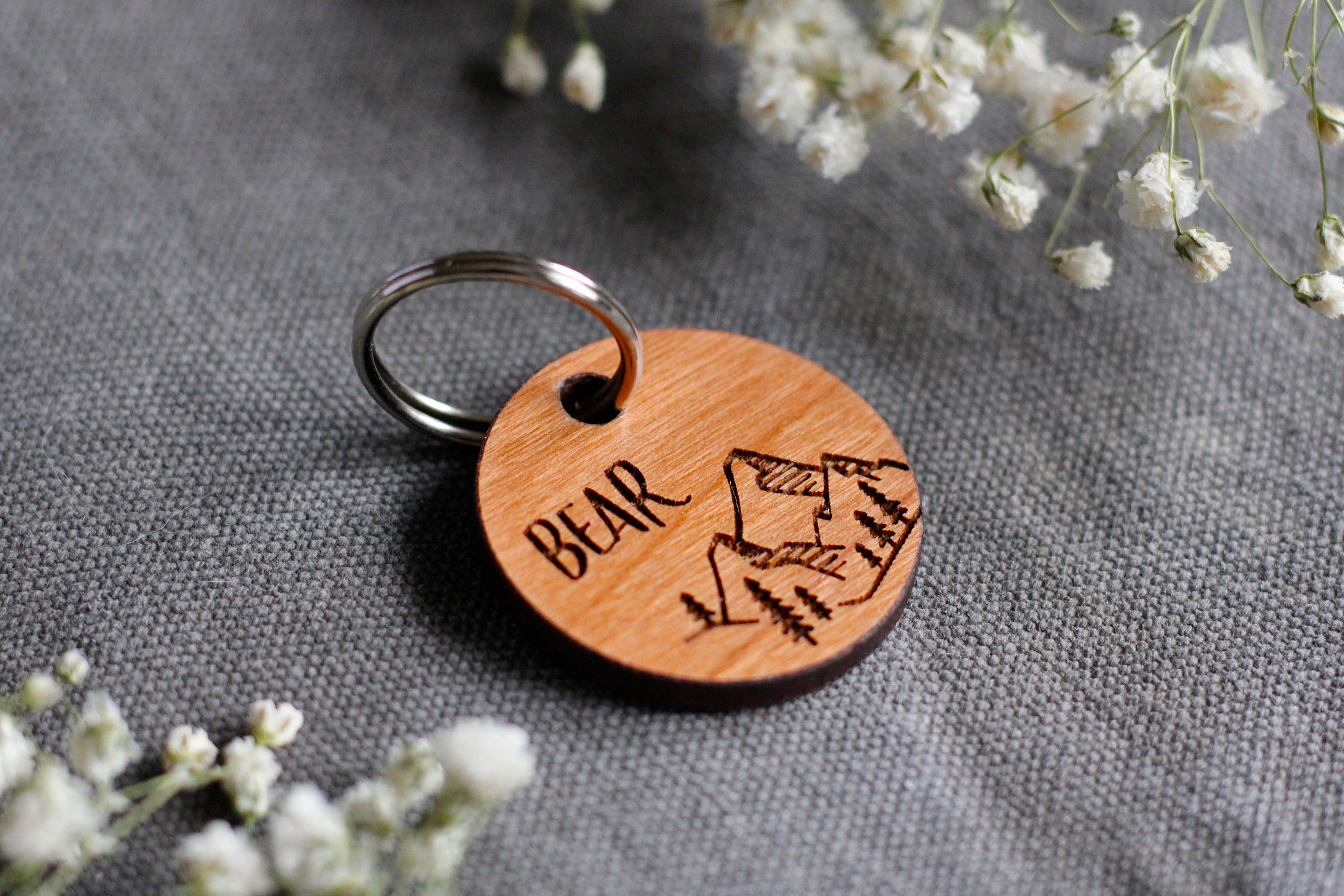 Mountains Wooden Dog ID Tag