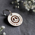 Lover Not a Fighter Round Wooden Dog ID Tag