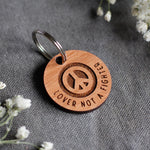 Lover Not a Fighter Round Wooden Dog ID Tag