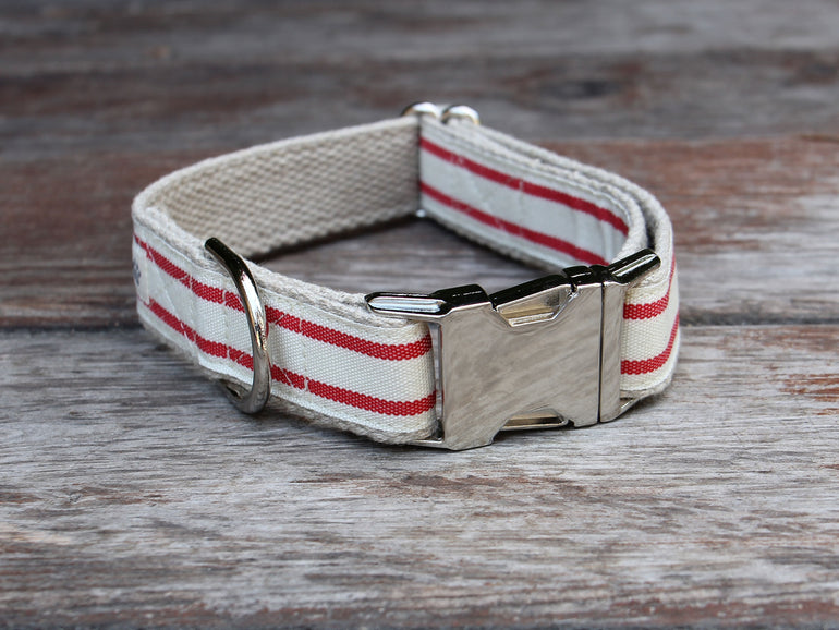 Nautical Striped Dog Collar - Red