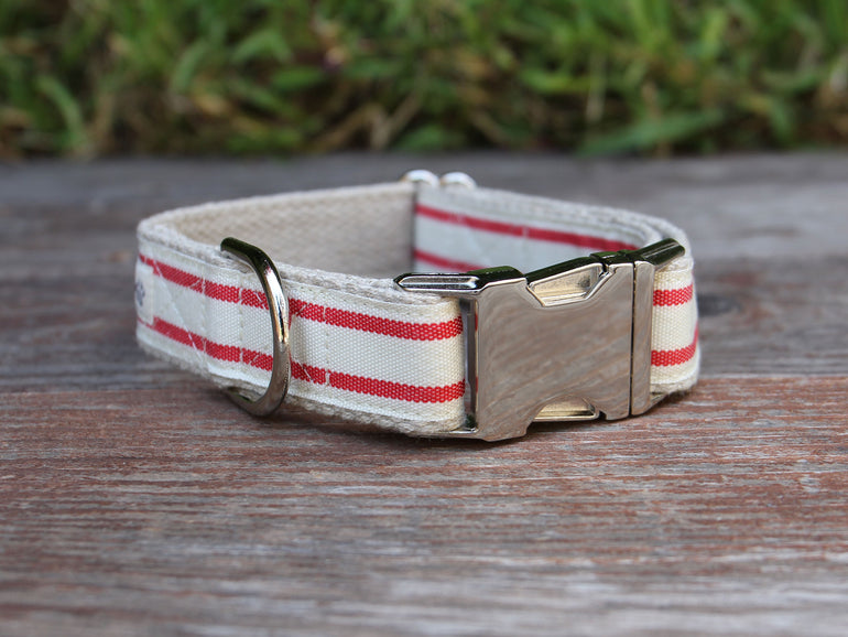 Nautical Striped Dog Collar - Red