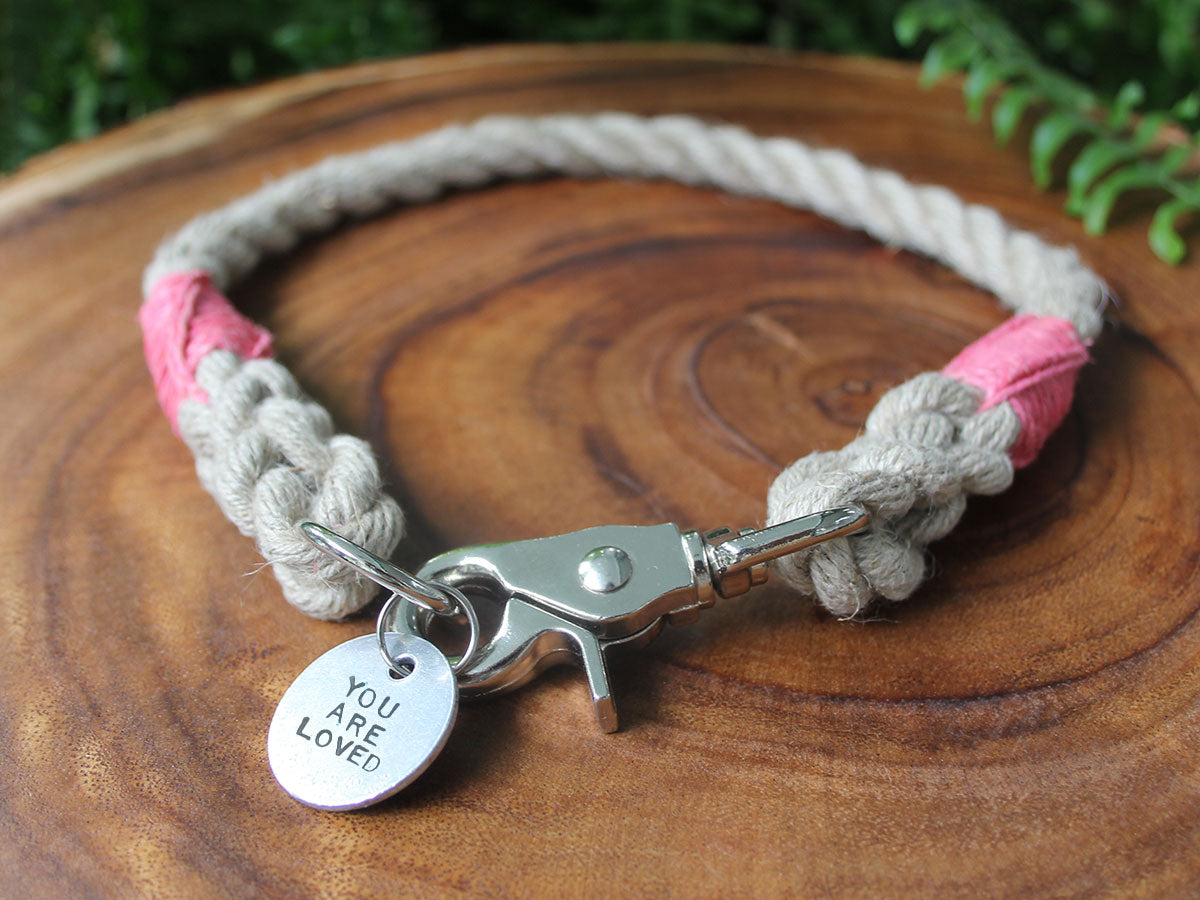 Rope Dog Collar Pink