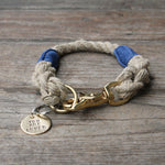 Rope Dog Collar Blue Bronze