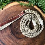 Hemp Rope Dog Leash with Sangria Red Cork Leather Handle