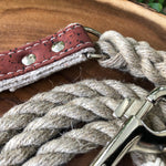 Hemp Rope Dog Leash with Cork Leather Handle
