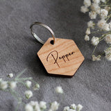 Script Font Hexagon Wooden Pet Tag