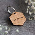 Script Font Hexagon Wooden Pet Tag Back