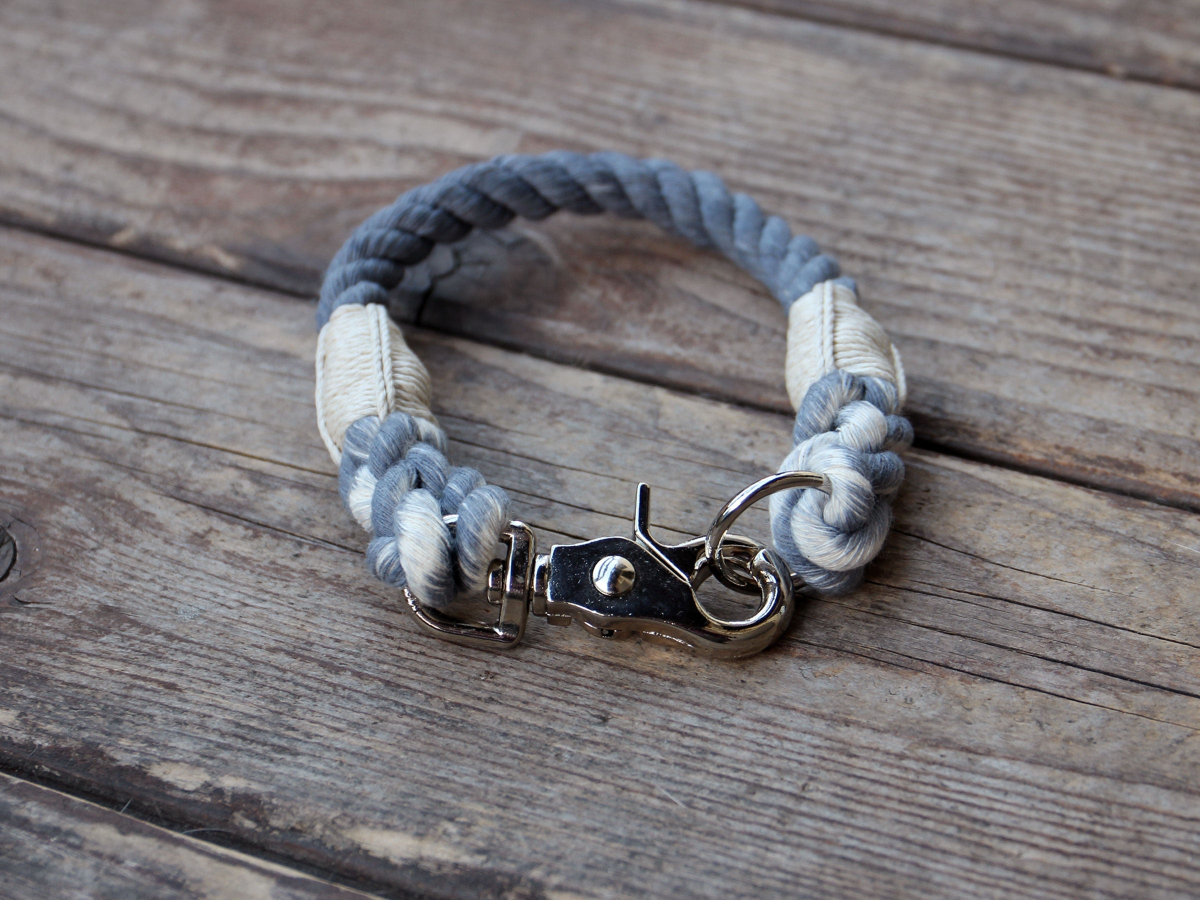 Seaside Blue Organic Cotton Rope Dog Collar Natural Twine
