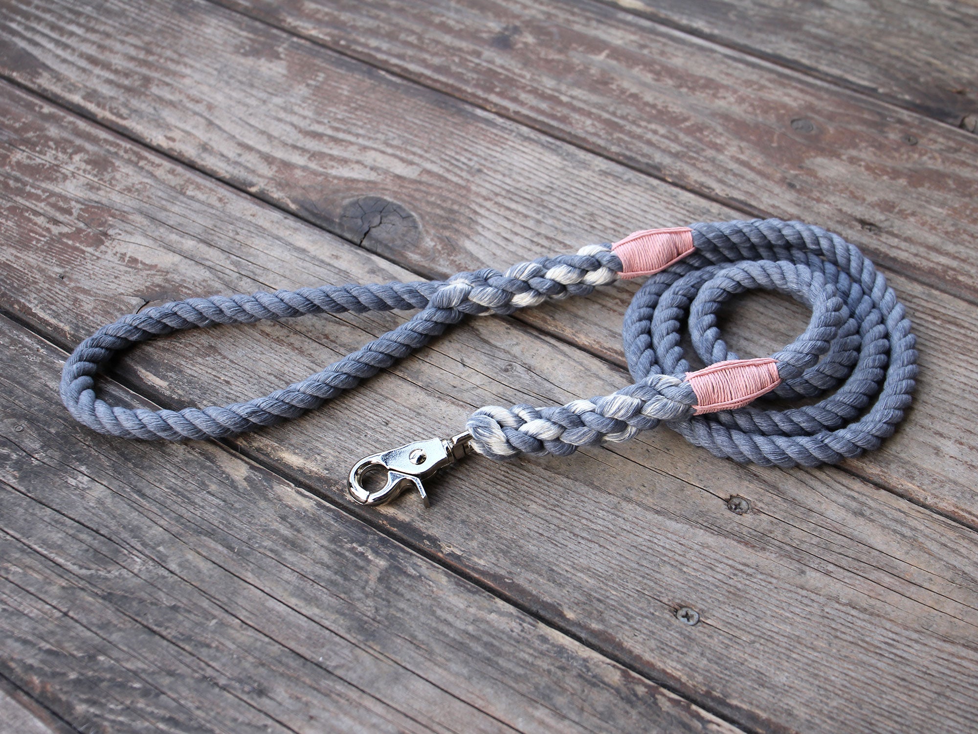 Seaside Blue Nautical Cotton Rope Dog Leash Pink Twine