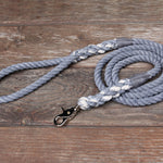 Seaside Blue Nautical Cotton Rope Dog Leash Slate Twine