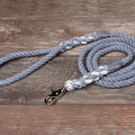 Seaside Blue Nautical Cotton Rope Dog Leash Slate Twine