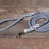Seaside Blue Nautical Cotton Rope Dog Leash Slate Twine