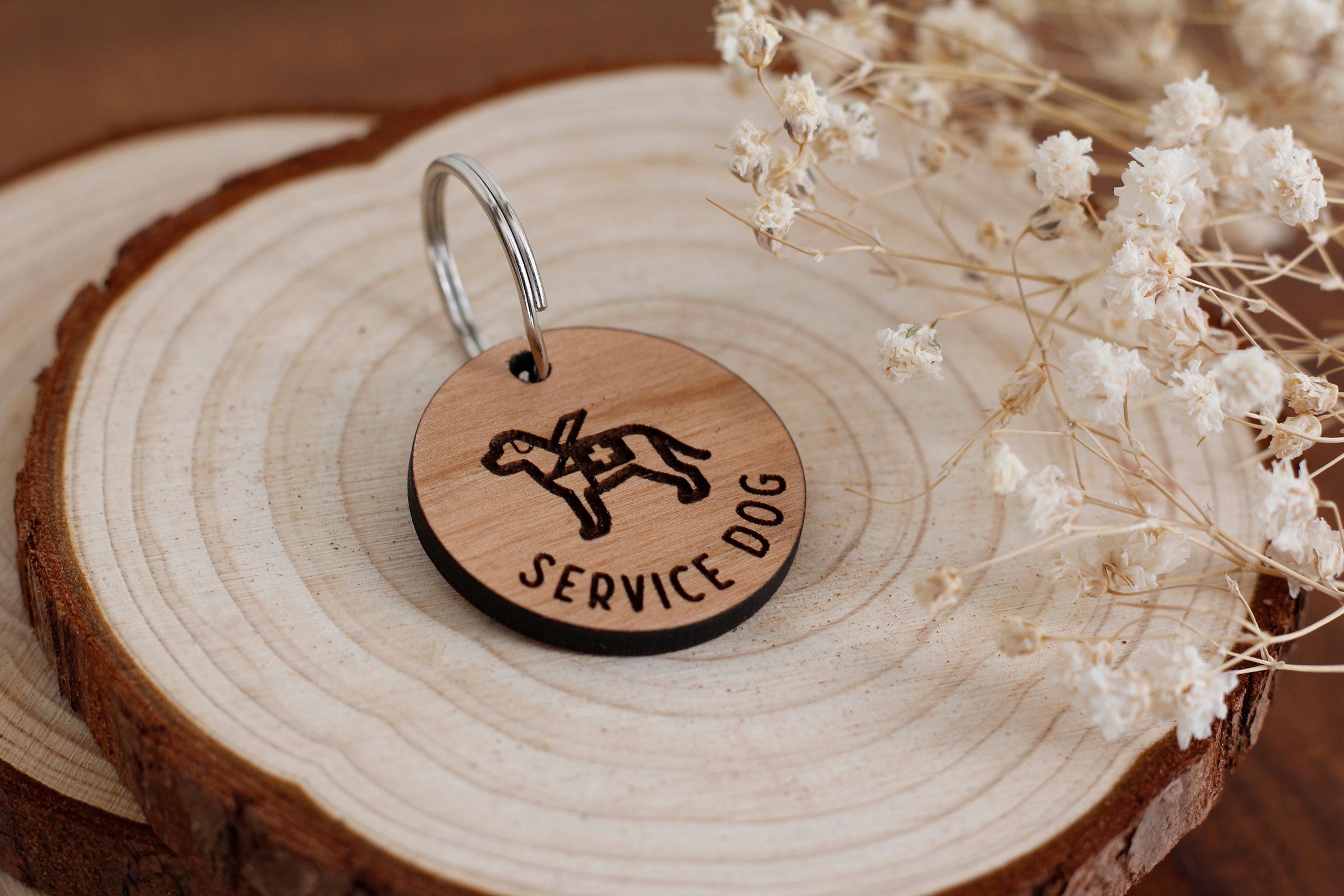 Service Dog Wooden Pet ID Tag