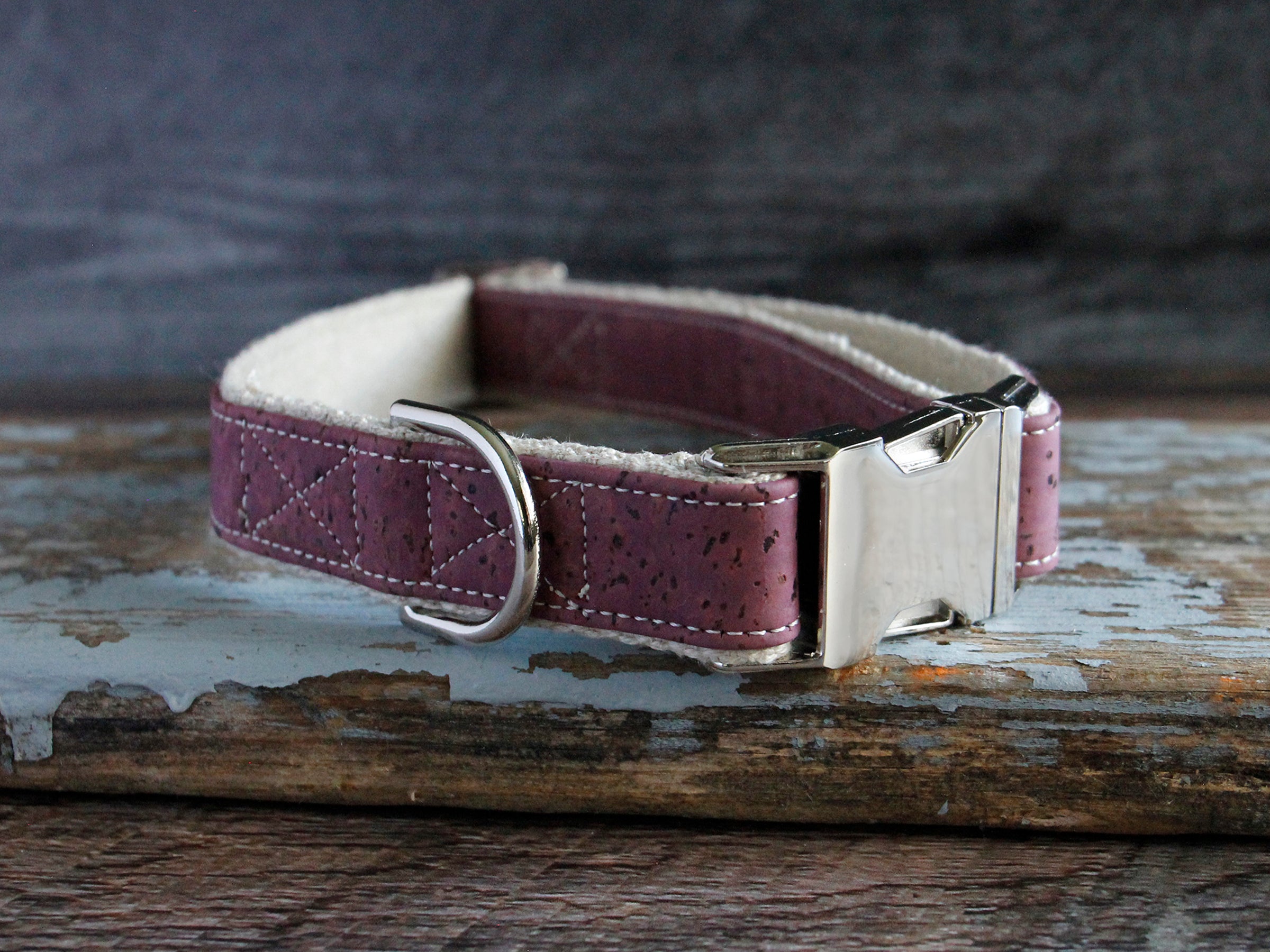 Signature Natural Cork Leather Dog Collar Purple