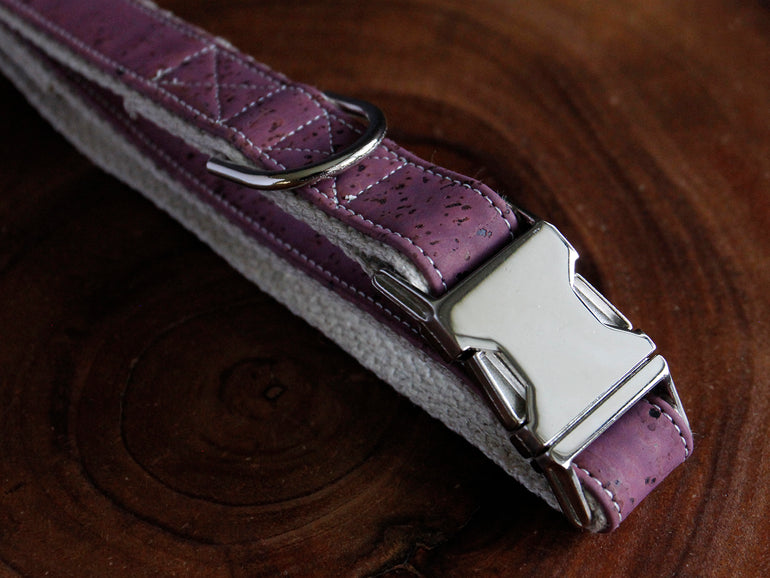 Signature Natural Cork Leather Dog Collar Purple