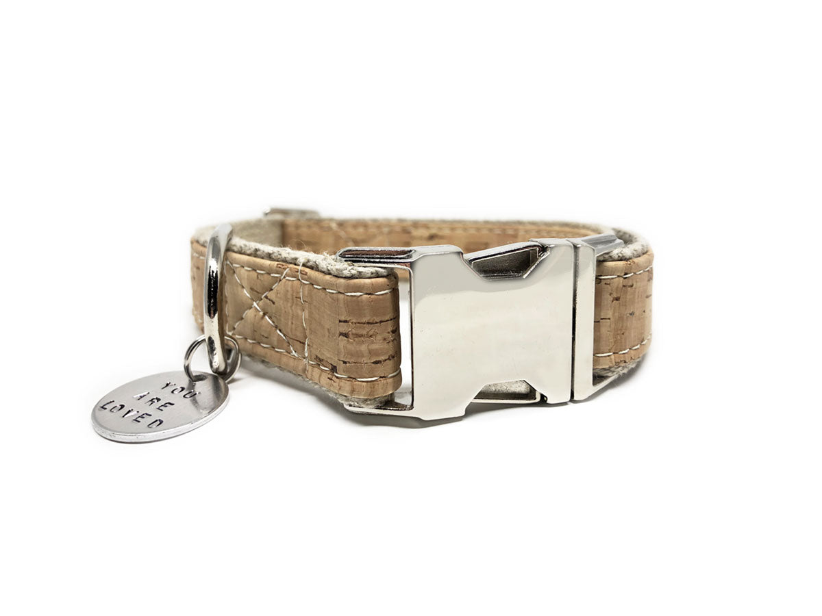 Signature Natural Cork Leather Dog Collar - 1 inch