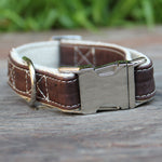 Signature Natural Cork Leather Dog Collar in Saddle Brown
