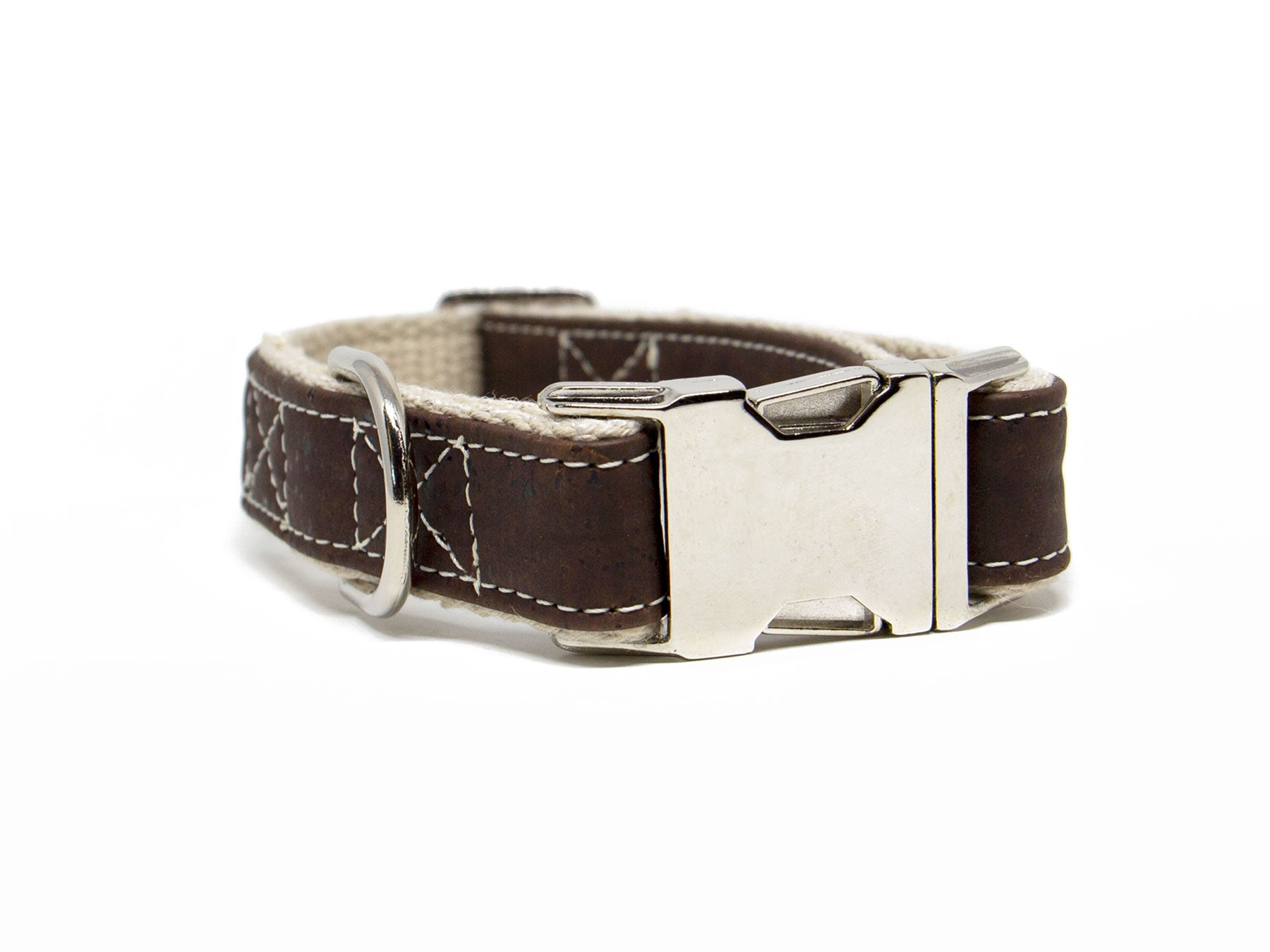 Signature Cork Leather Dog Collar in Saddle Brown