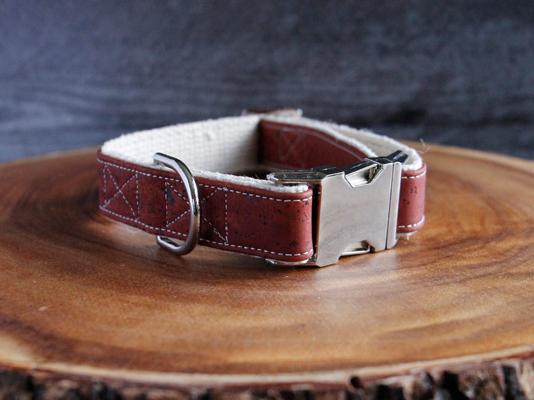 Signature Cork Dog Collar Sangria Red