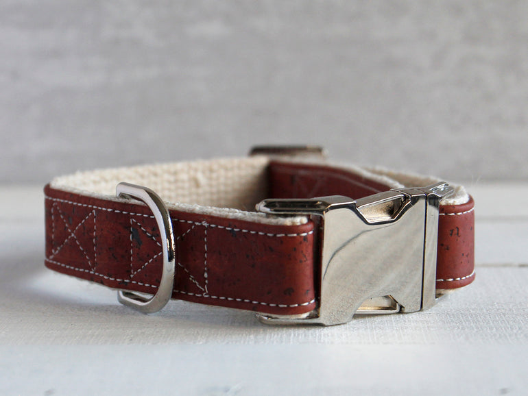Signature Cork Dog Collar Sangria Red