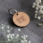 Skinny Font Round Wooden Pet Tag