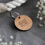 Skinny Font Round Wooden Pet Tag