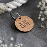 Skinny Font Round Wooden Pet Tag