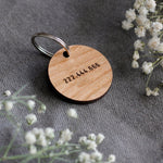 Skinny Font Round Wooden Pet Tag Back